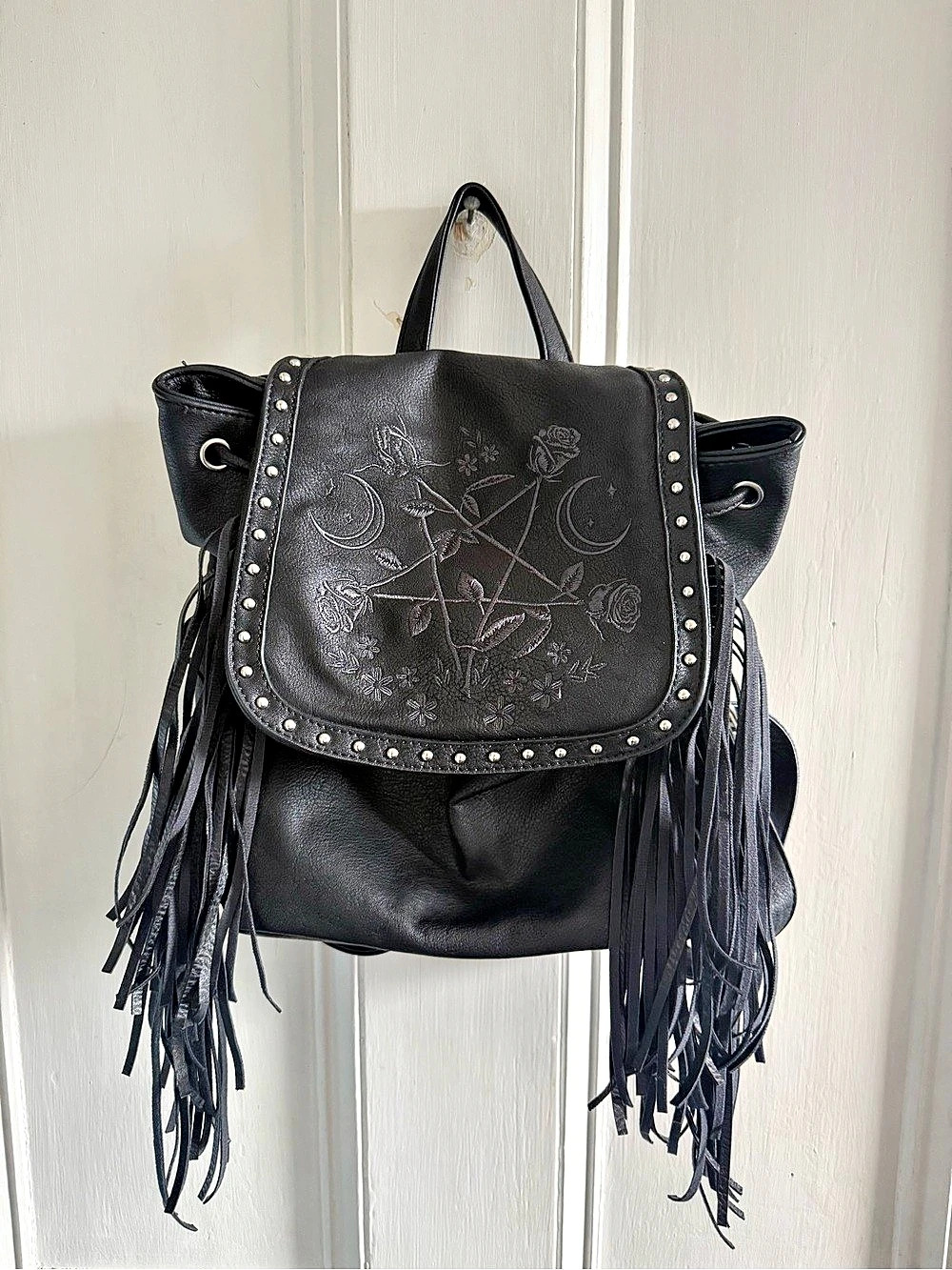 Killstar Black Fringe Studded Juniper Backpack
